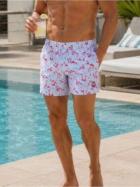 New! MOSMANN Pink Flamingo Australia Quick Dry Stretch Swim Trunks Shorts 2XL